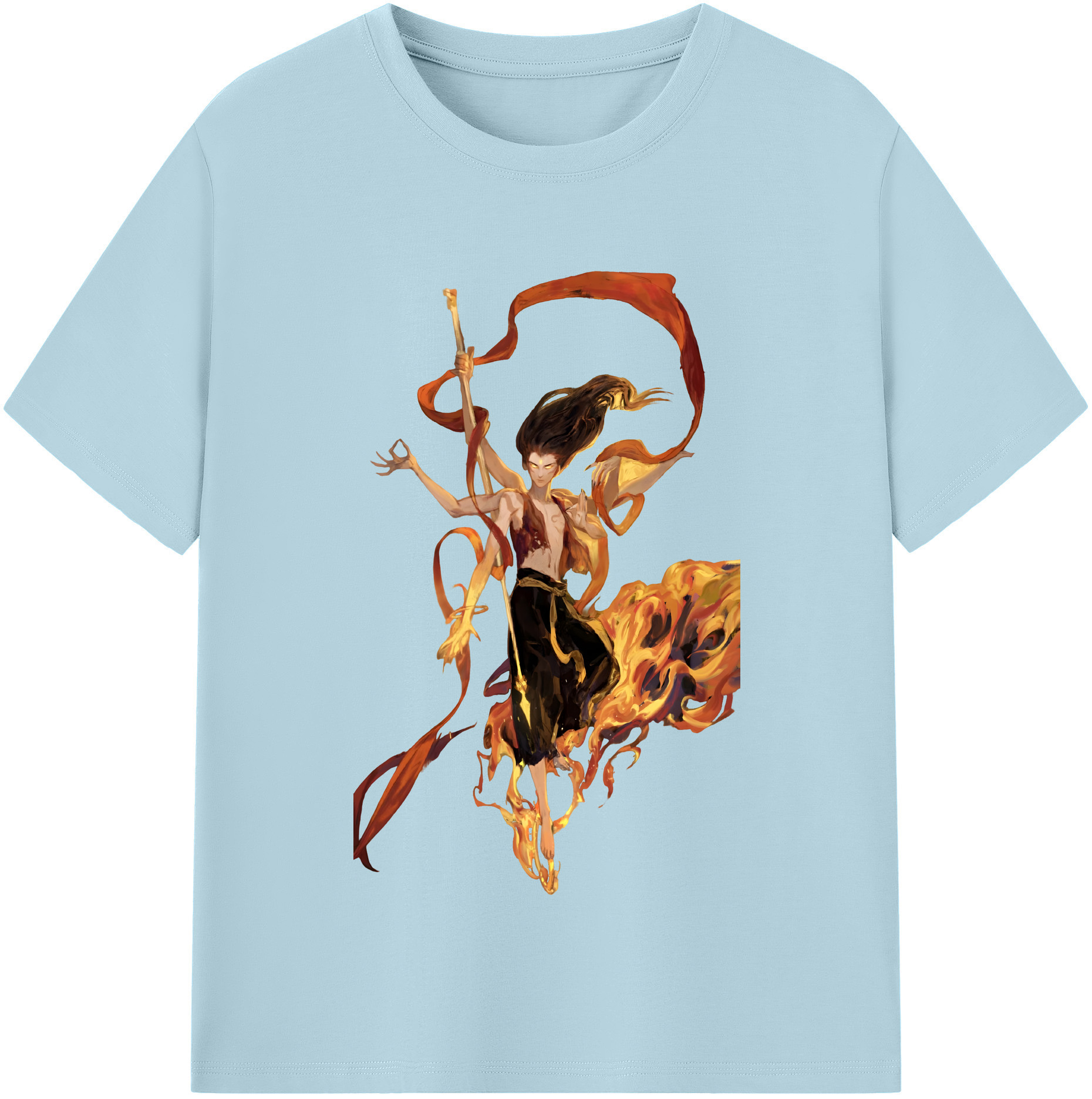 （画像用） Ne Zha 2 ナタ 魔童の大暴れ 綿100％半袖Tシャツ（フロントプリント）